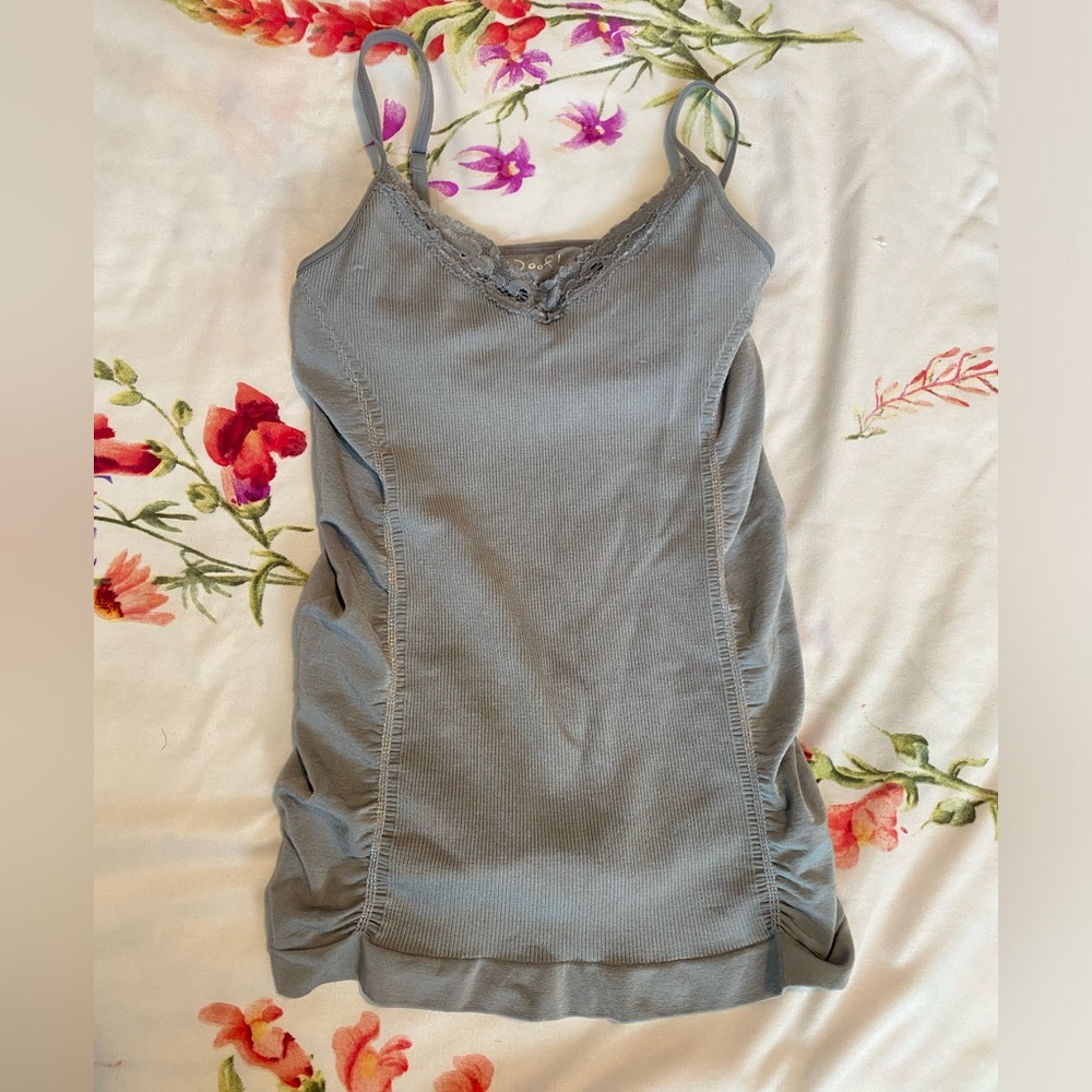 Gray Lace Trim Tank Top